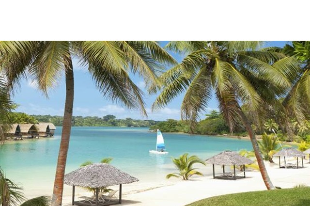 Lagoon and resort setting in Vanuatu
